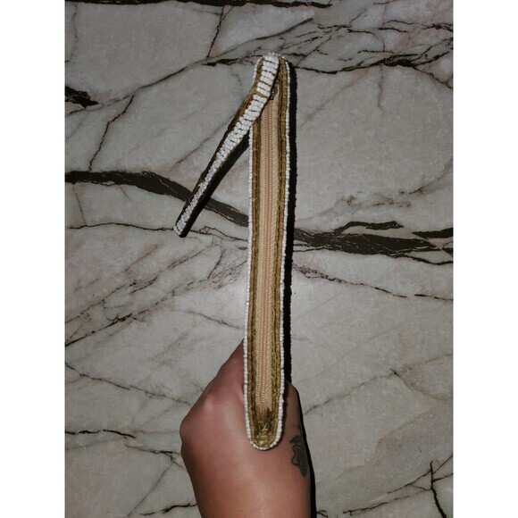 Vintage Beaded Clutch Evening Bag White‎ Mother of Pearl Party Purse - Picture 4 of 5